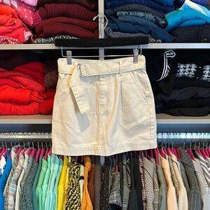 Forever 21 cream belted 4 pocket jean mini skirt size S